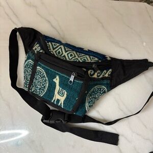Aztec Printed Lama Cotton Pocket Bumbag Belt- Hippie Boho Belt Bag